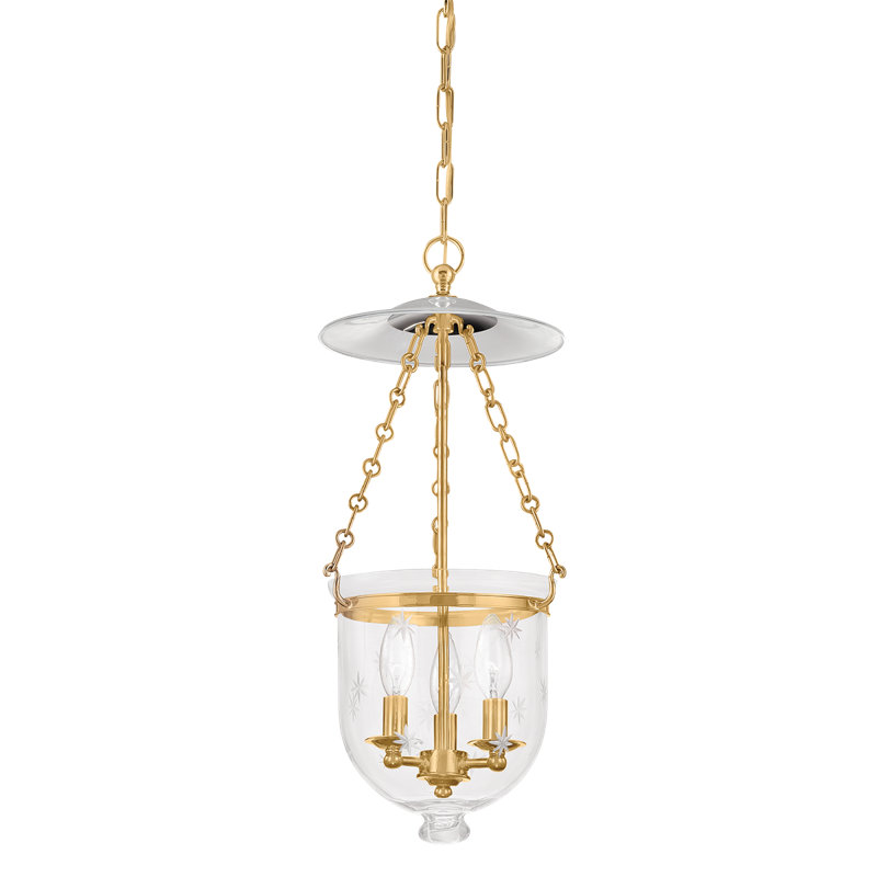 Hampton 3 - Light Unique/Statement Pendant, Star Cut, Aged Brass
