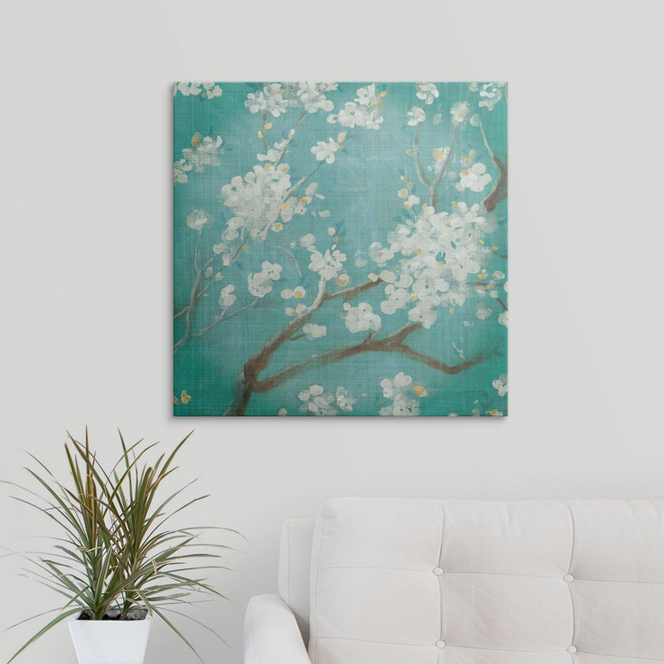 « i on blue vieilli no oiseau », danhui nai, reproduction d’art White Cherry Blossoms, H 35 po x l 35 po x P 1,5 po, Toile