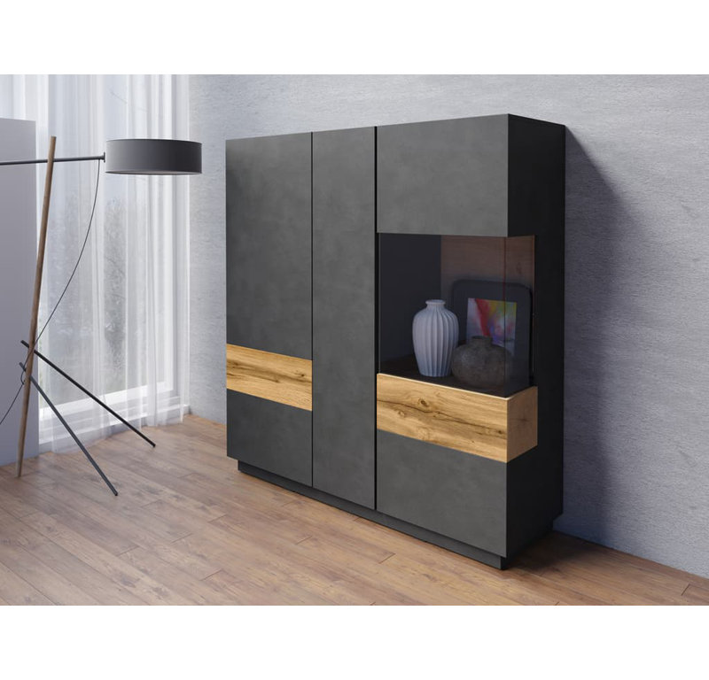 Silke 130cm Sideboard, Matera Black/Brown Oak