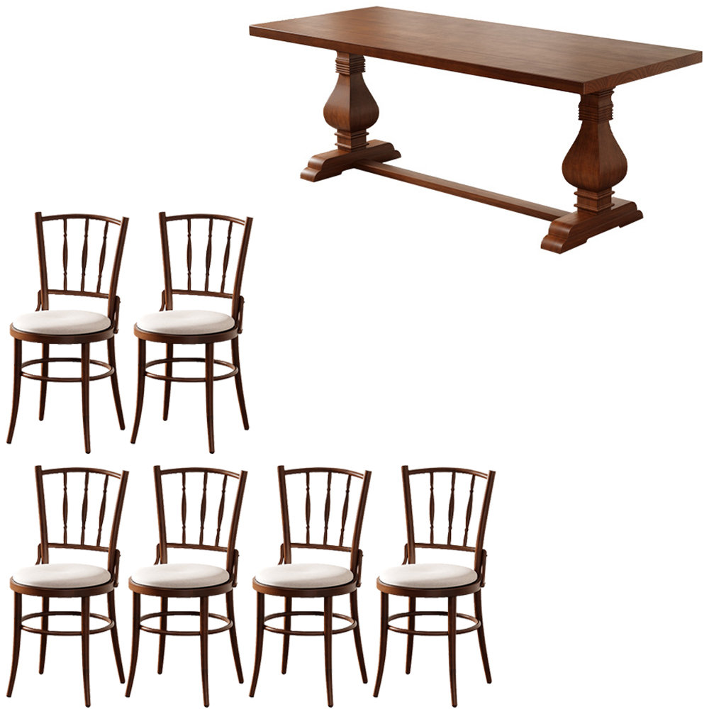 Waagy American style country solid wood dining table set | Wayfair