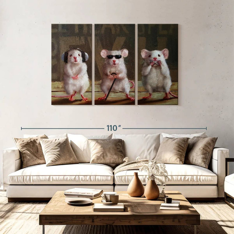 Ketti Three Wise Mice, 48" H x 74" W
