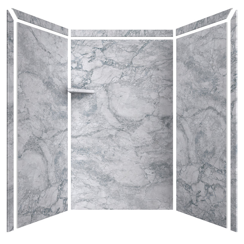 FlexStone Elegance 3-Panel 48"W x 36"D x 80"H Alcove Shower Surround in Everest, Everest