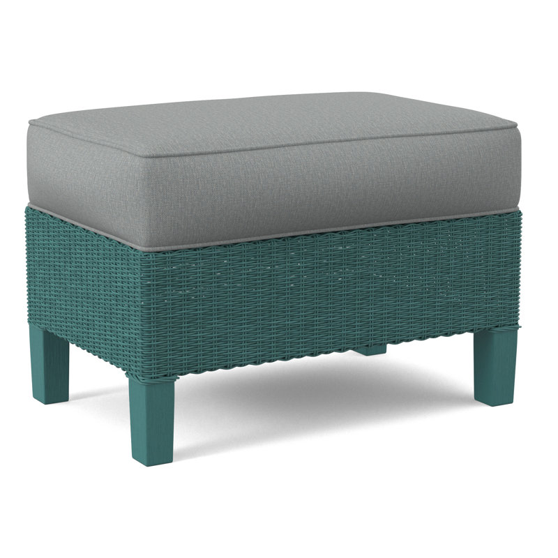Gibraltar Ottoman, Stone Hearth, Light Blue Performance Fabric; 0851-55