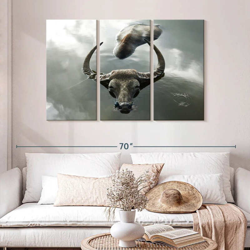 Bathing Buffalo, 32" H x 50" W