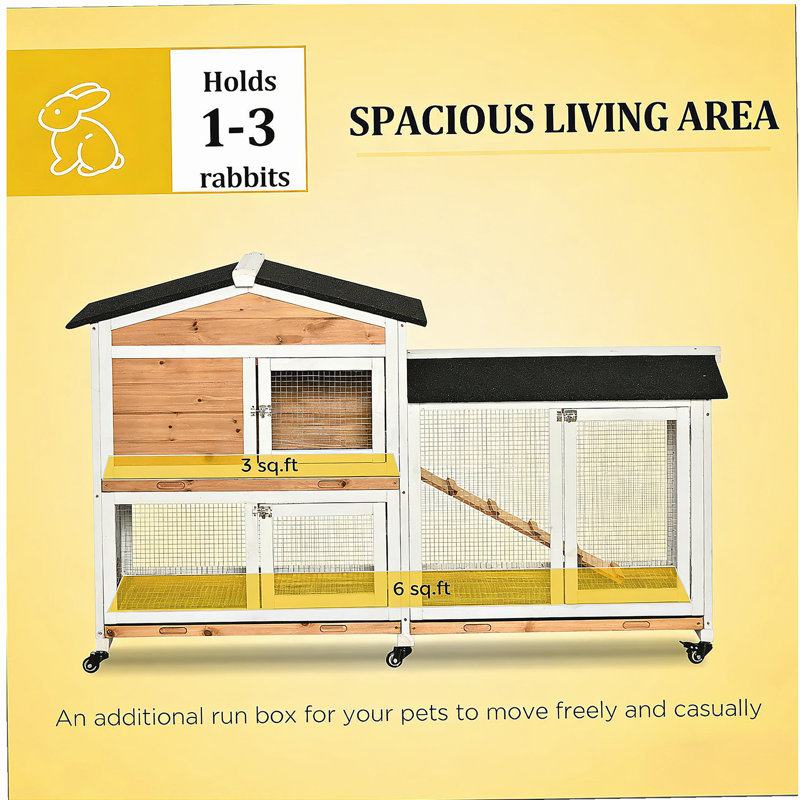 Cage pour animaux, clapier mobile en bois, Natural