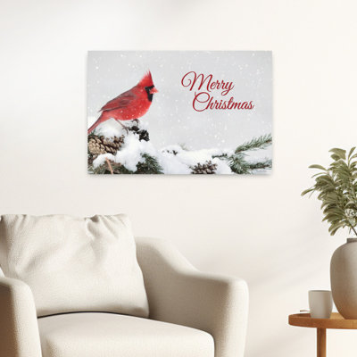 Joyeux Noël, cardinal, pin contemporain, art d'hiver