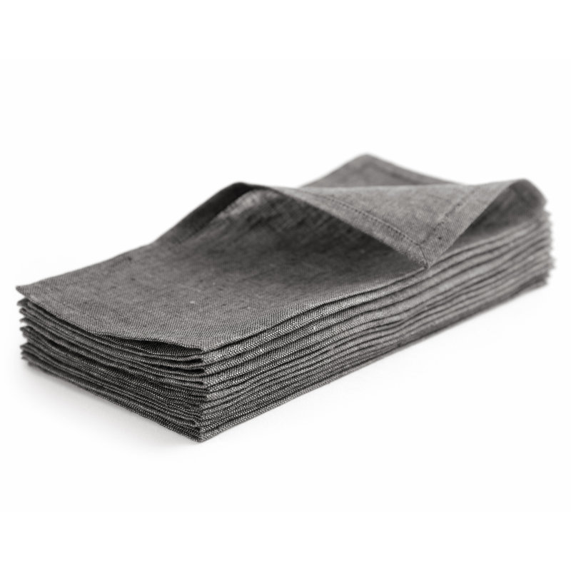 100% Pure Linen Cocktail Napkins - Athena, Charcoal Grey