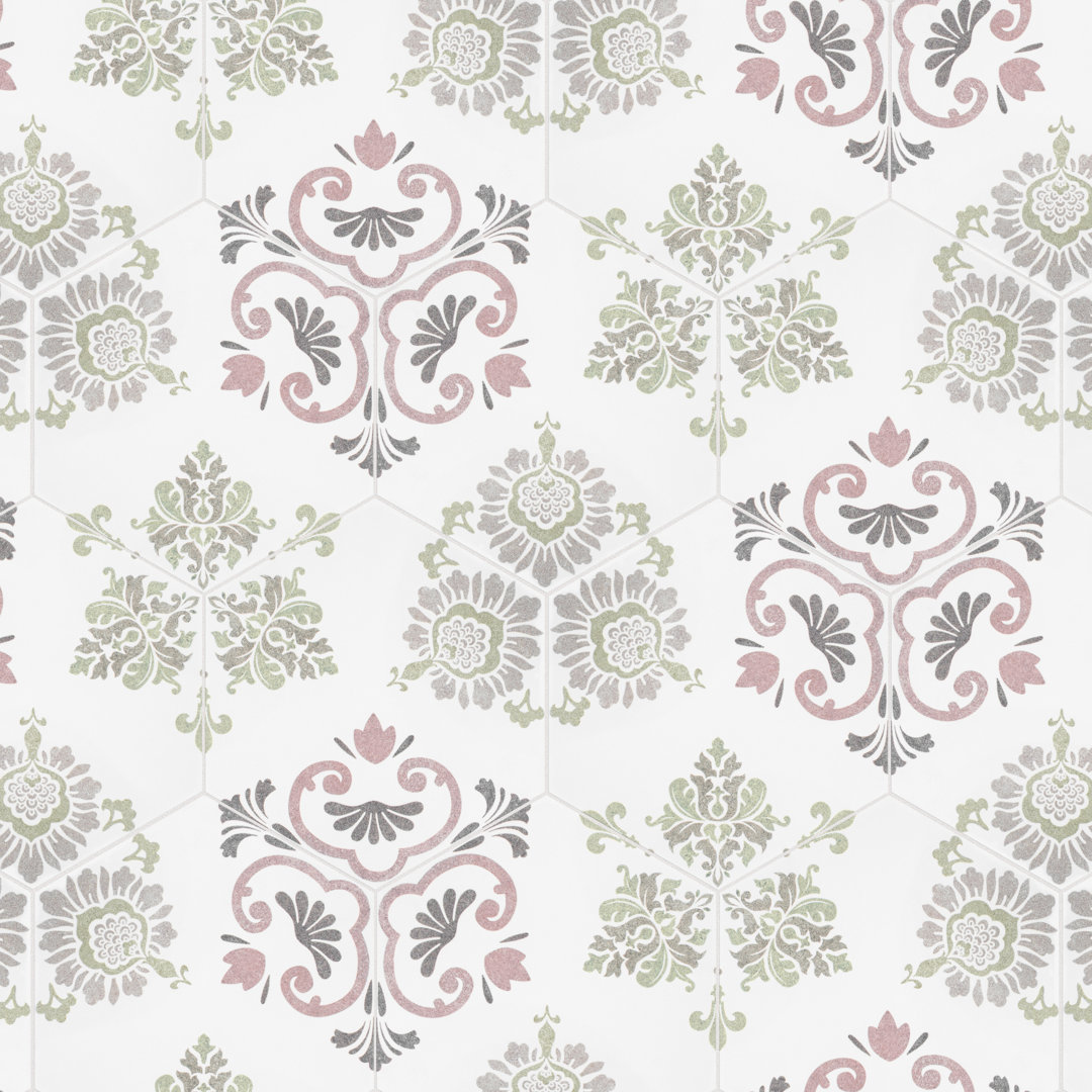 Fantasy Hex Series 8.63" x 9.88" Porcelain Patterned Wall & Floor Tile Merola Tile
