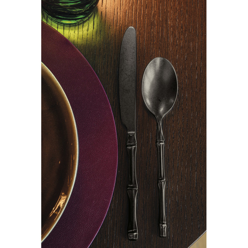 Bali Flatware Set - 20 Pieces, Pewter Black Gold