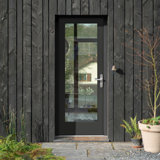 Direct Glaze Inswing Full Lite Clear Low-E Black Fibreglass Prehung Door on 6-9/16 in. Frame