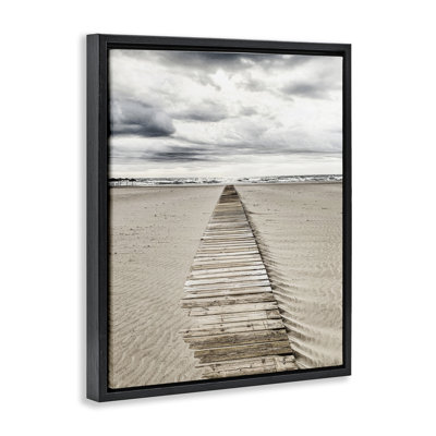 Sand Covered Boardwalk Framed Floater Canvas Wall Art by Incado