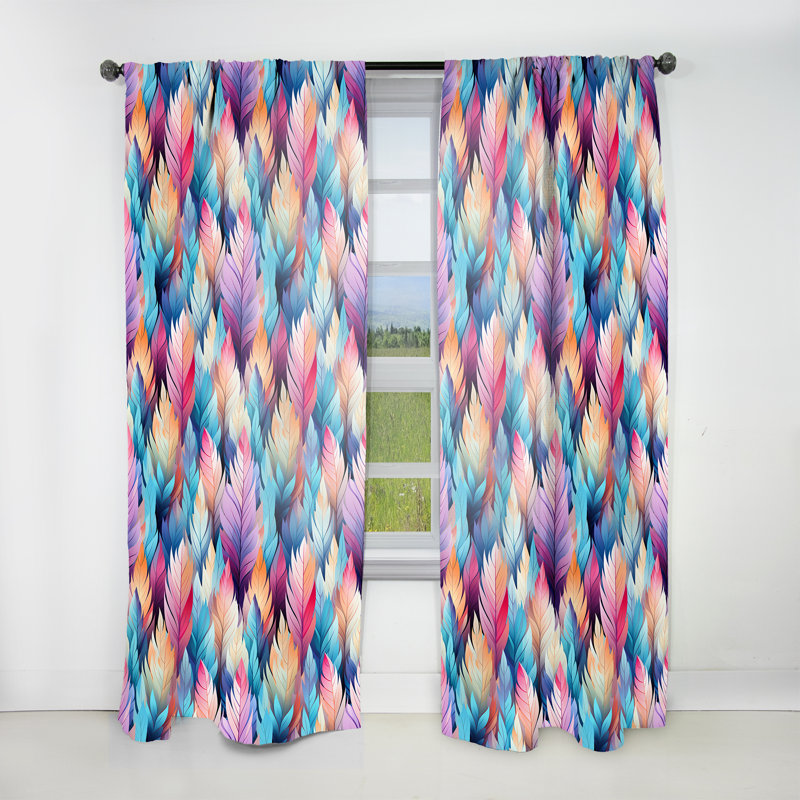 Tribal Dreamscape Feather Boho Motif IV - Rideau obscurcissant abstrait Boho - 1 panneaux, L 52 po x L 63 po