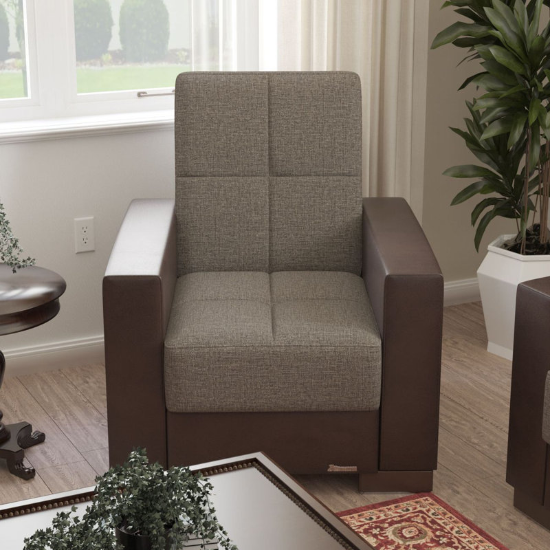 Fauteuil convertible en polyester rembourré Primenest Nimbusflow, Chenille brune