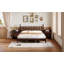 Lit plateforme très grand en bois avec tête de lit en forme de gourde, lit plateforme de style rétro avec support en lattes de bois, noyer