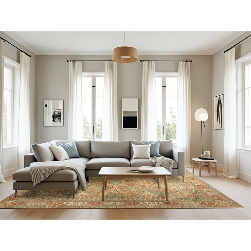 Tapis traditionnel beige / rouge par exemple, Rectangle 8 pi x 12 pi