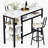 Bar Table Set For 2 With 4 Storage Shelves, 47" Industrial Breakfast Table And 2 Upholstered Counter Stools With Backrest & Footrest, Space Saving 3-Piece Dining Set Of 2 For Kitchen, Living Room, Studio, Pub-963607532