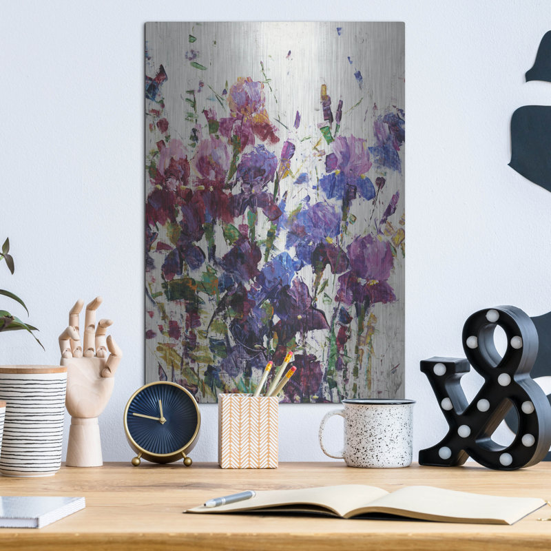 «Iris Blooming I» par Tim O'Toole, art mural en métal, H 16 po x l 12 po