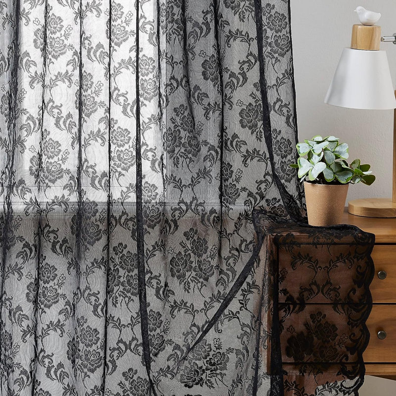 Tissu en dentelle, largeur de 60 pouces, Noir, 3 verges
