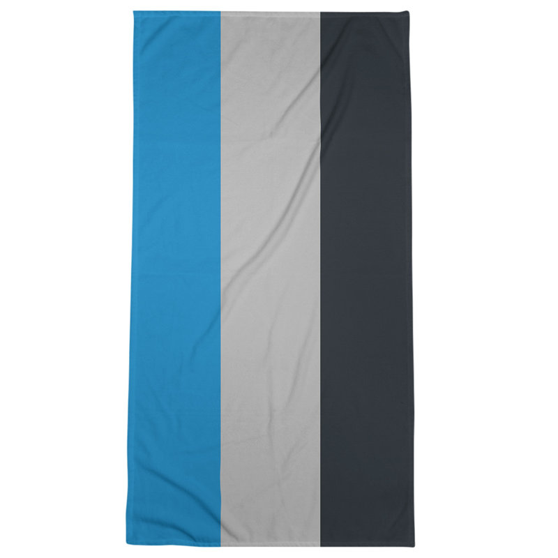 Cotton Blend Beach Towel, Navy/Gray/Light Blue