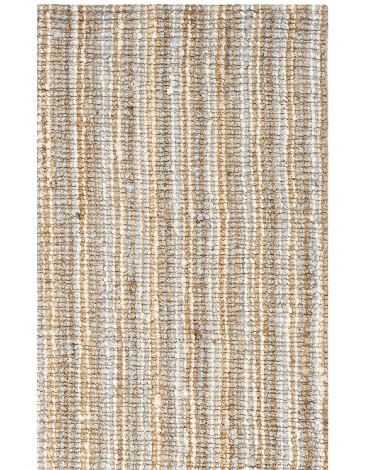Alda Gray Natural Hand-Woven Striped Jute Rug, Rectangle 2' x 3'