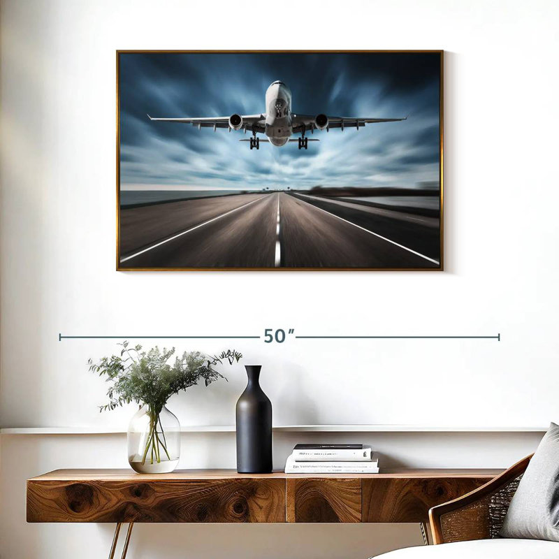 Avion de piste, Cadre flottant doré, 37 po x 25 po