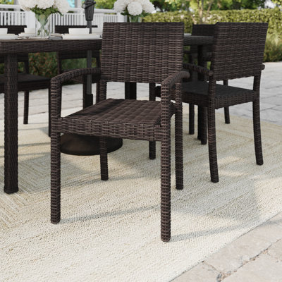 Martha Stewart Bedford Outdoor Rattan Wicker Stackable Dining Armchair