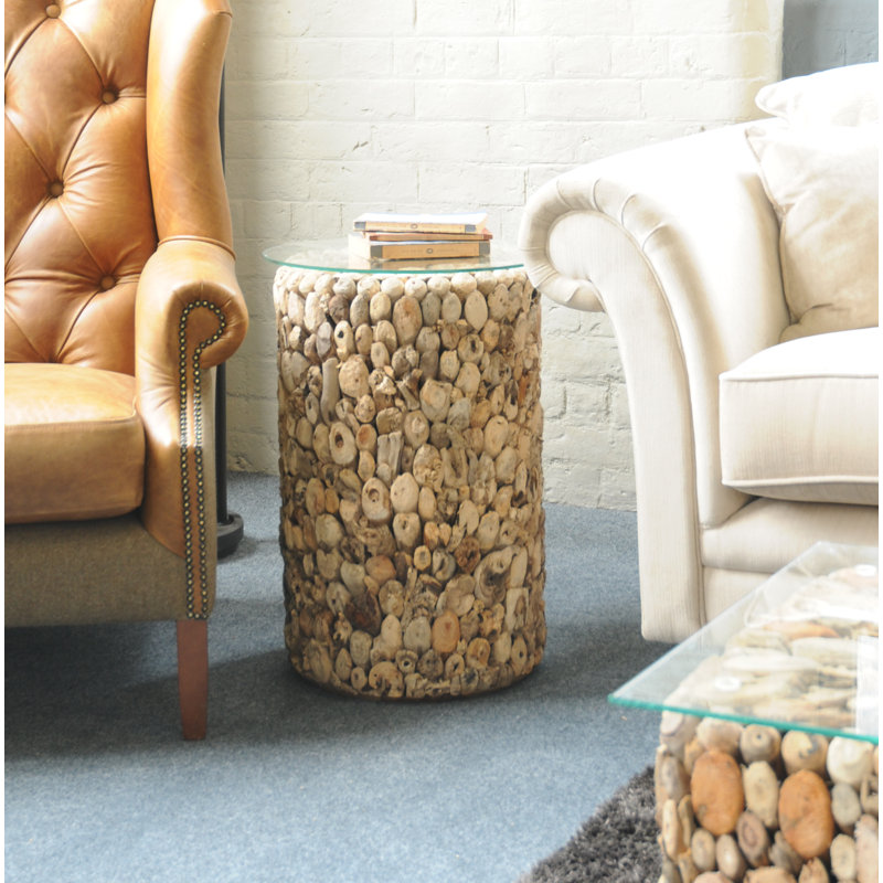 Dryden Glass Top Pedestal End Table