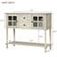 Console de buffet avec étagère inférieure, armoire de rangement en bois / verre de style ferme Trexm (gris antique)-77788832
