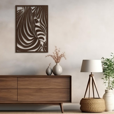 Zèbre, animaux, sculpture murale moderne minimaliste, salon, décoration murale en métal doré