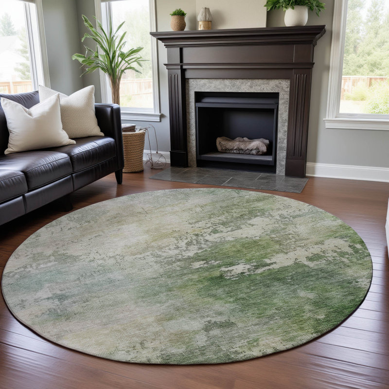 Premium Machine Washable Gurubaksh AMF1158 Abstract Rug, Round 8'