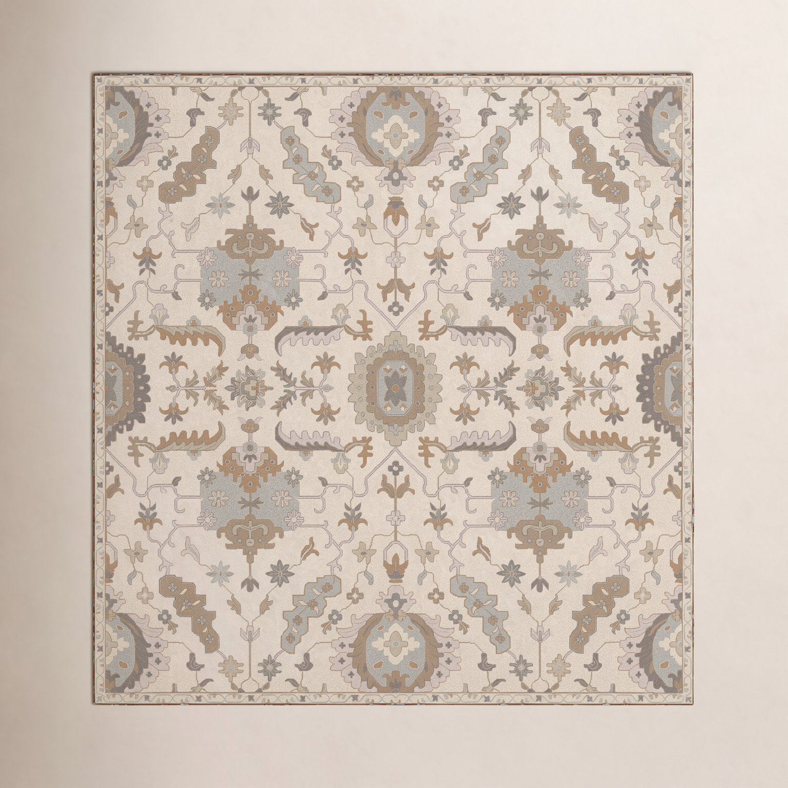 Arden Multi Hand-Tufted Wool Floral Rug, Square 6'