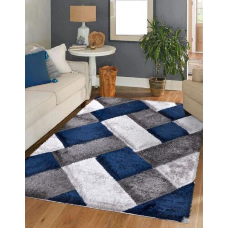 Vaughn Geometric Shag Area Rug, Rectangle 80 x 150cm