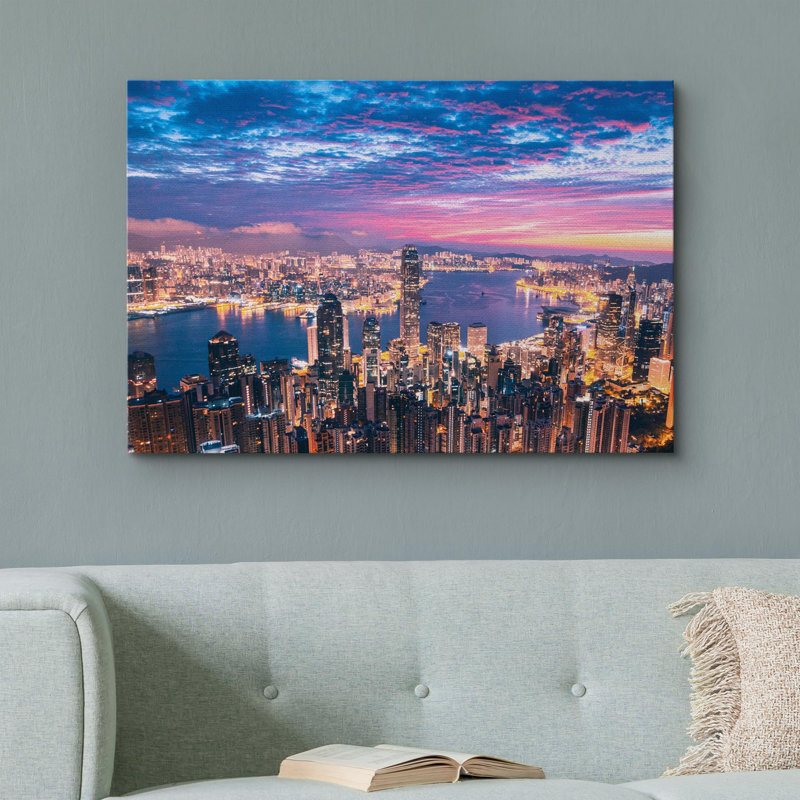 Architecture, coucher de soleil pastel, New York, paysage urbain, centre-ville, bâtiments, photo, art moderne