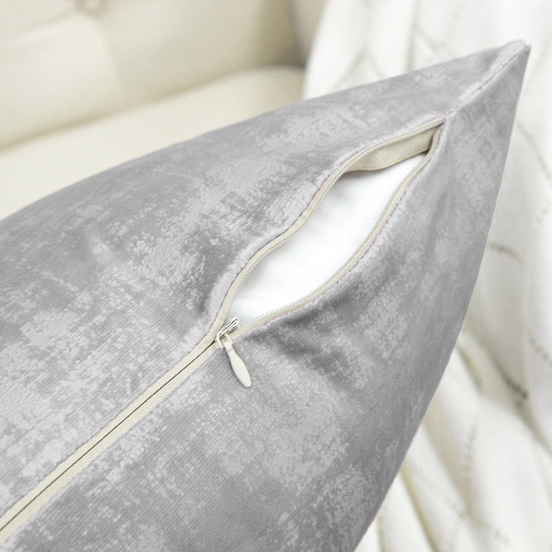 Textured Velvet Throw Pillow Cover, Steeple Gray