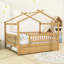Lit double en bois avec lit gigogne simple-507572708