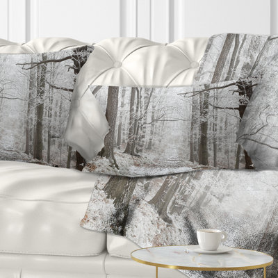 Forest Trail on Winter Morning - Forest Printed Throw Pillow