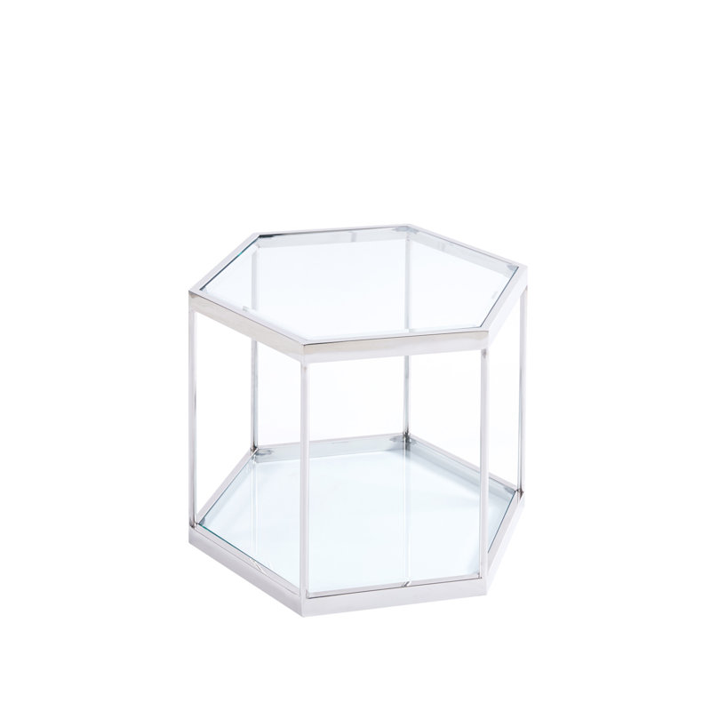 Jemily Glass Top Coffee Table, Silver
