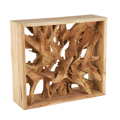 Cole And Grey Teak Wood Handmade Live Edge Tree Trunk Living Room Brown Console Table