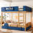 Blue MDF+Pine+Plywood Queen Bunk Bed with Trundle, Bookshelf, Car Design-1438014517-1438014523