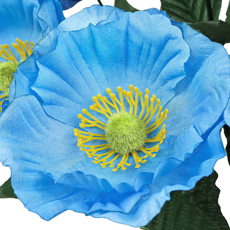 Artificial Poppy Flower Bush, Blue