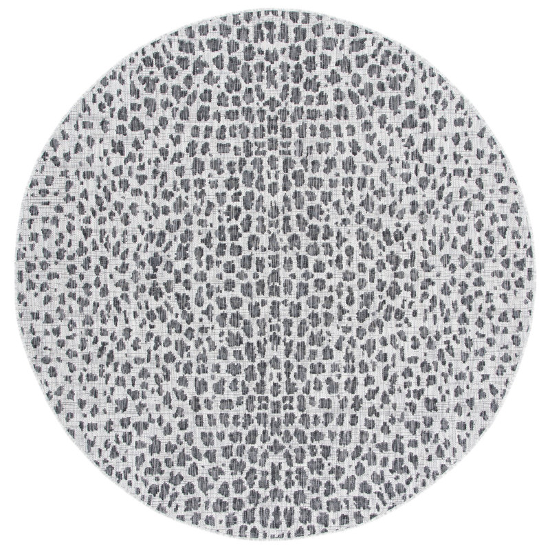 Basinger Animal Print Gray Indoor/Outdoor Area Rug, Round 6'7"