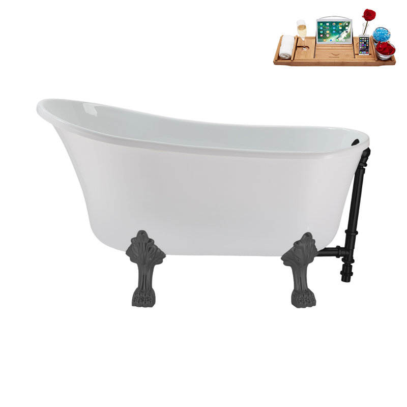 51.2'' x 25.6'' Soaking Acrylic Bathtub, Brushed Gun Metal, Matte Black