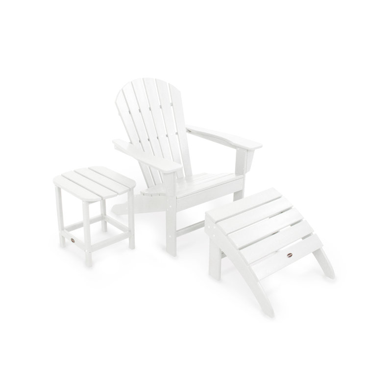 POLYWOOD South Beach Adirondack 3-Piece Set, White