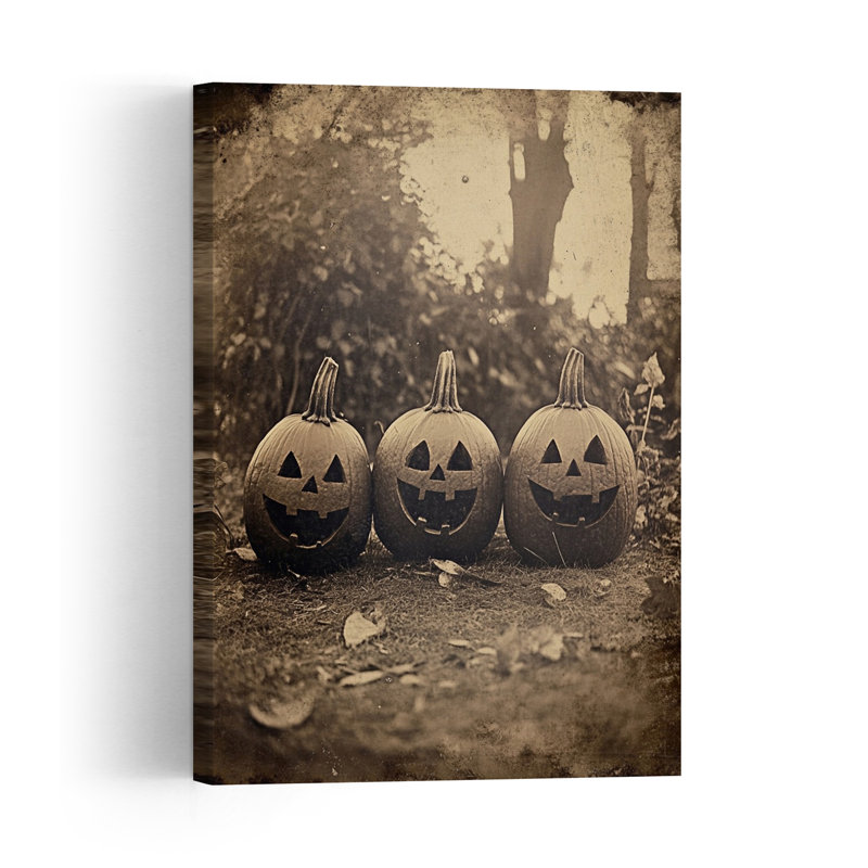 «Jack-O-Lanterns» rétro, reproduction d'art rétro d'automne, H 60 po x l 40 po