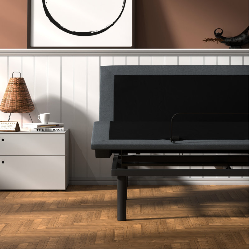 Grand lit réglable Btx4 - Positionnement de la tête et des pieds, télécommande sans fil, 43 po Largeur, base de cadre en acier réglable, moteurs 6000n, plateforme en contreplaqué,