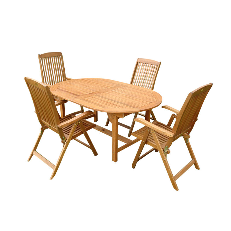 Sun Flair 4 - Person Wood Patio Dining Set with Oval Table
