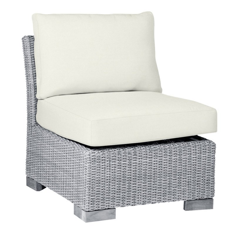 Club Patio Lounge Chair with Cushions, Oyster, No Welt, Natural White