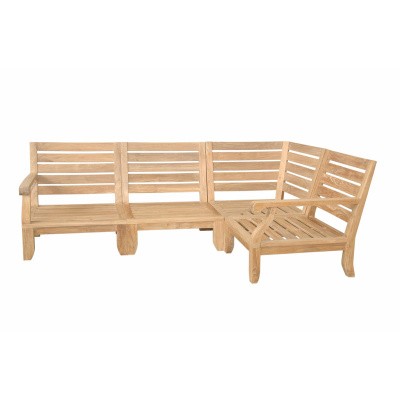 Canapé modulaire de patio en teck avec coussins Gatsby