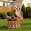 Jardinières hibou, décor rustique d'aspect bois de résine durable pour cour de véranda