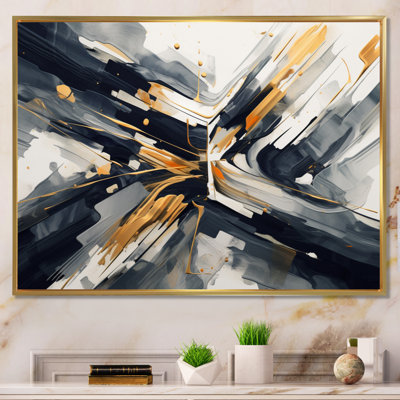 Abstractions dorées et grises I sur toile